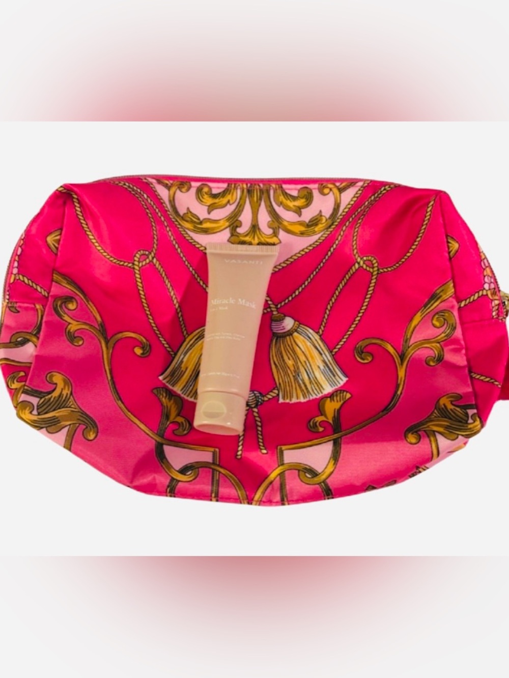 ESTEE LAUDER- Cosmetic Bag with Gold Tassel Motif & Miracle Mask 0.71oz
